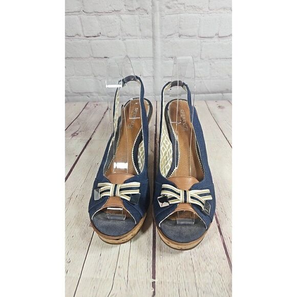 Sperry Open-Toe Cork Wedge Slingback Sandals Women's Size 8.5 - Picture 5 of 9